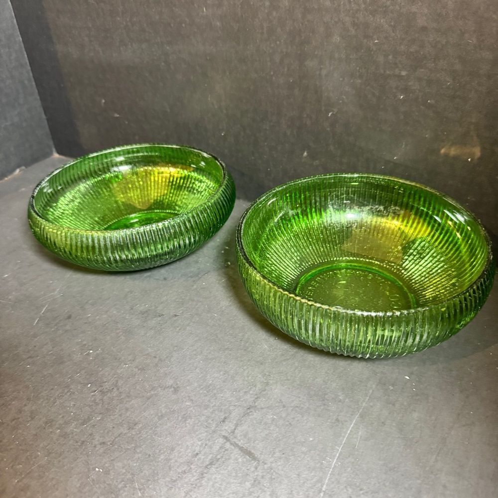 2 Matching Vintage Green Glass Bowl by E.O. Brody Co. [Item 0121]